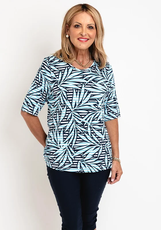 Savings Galore Rabe Abstract Stripe Print Jersey Top, Blue