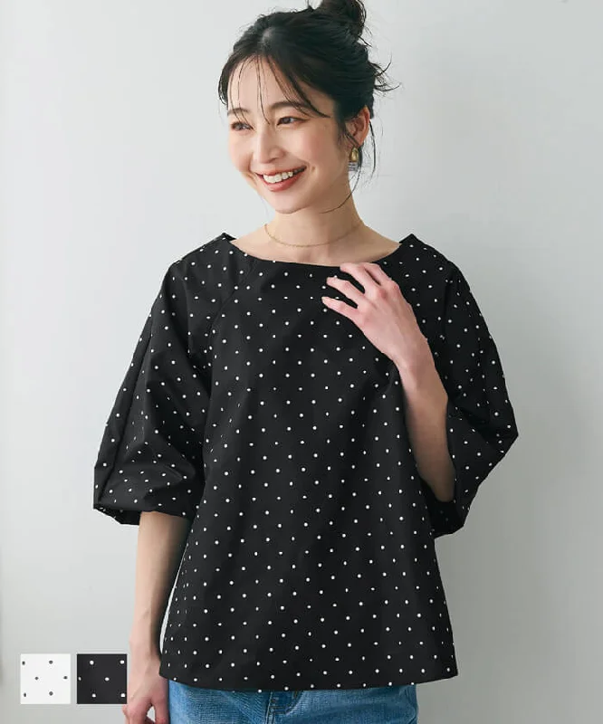 Act Now セール★1990円→1490円 ブラウス レディース ドット バルーンスリーブ パリフワ プルオーバー ミディアム丈 シンプル メール便不可 24ss coca コカ Act Now セール★1990円→1490円 ブラウス レディース ドット バルーンスリーブ パリフワ プルオーバー ミディアム丈 シンプル メール便不可 24ss coca コカ
