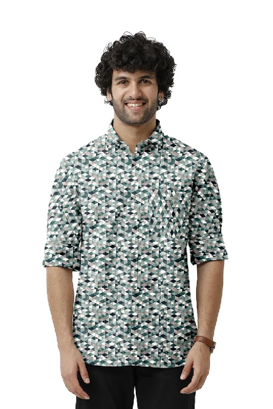 Miami - Green Printed Casual Shirts for Men | Ariser