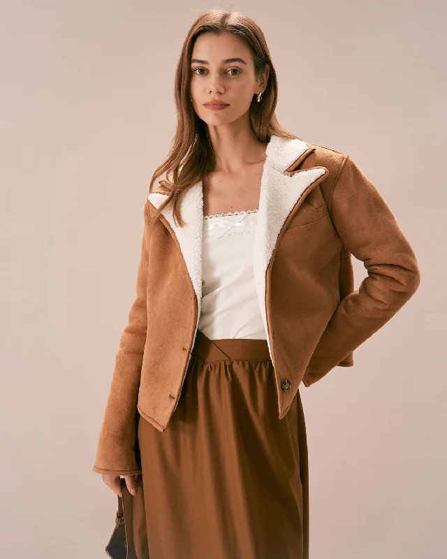Early Access The Brown Lapel Single Breasted Suede Jacket