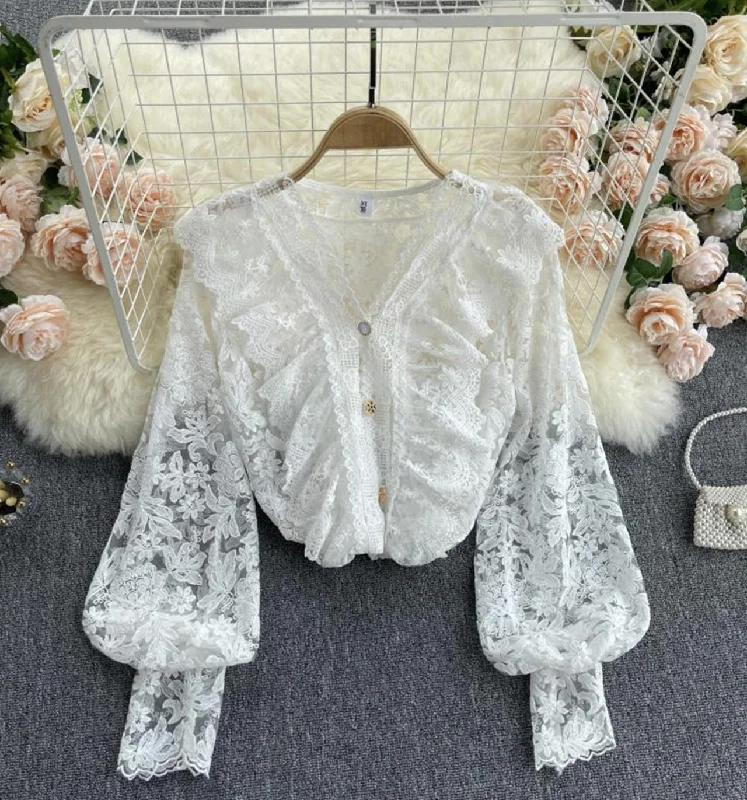 Weekend Shopping Made Better Cute lace long sleeve tops  327