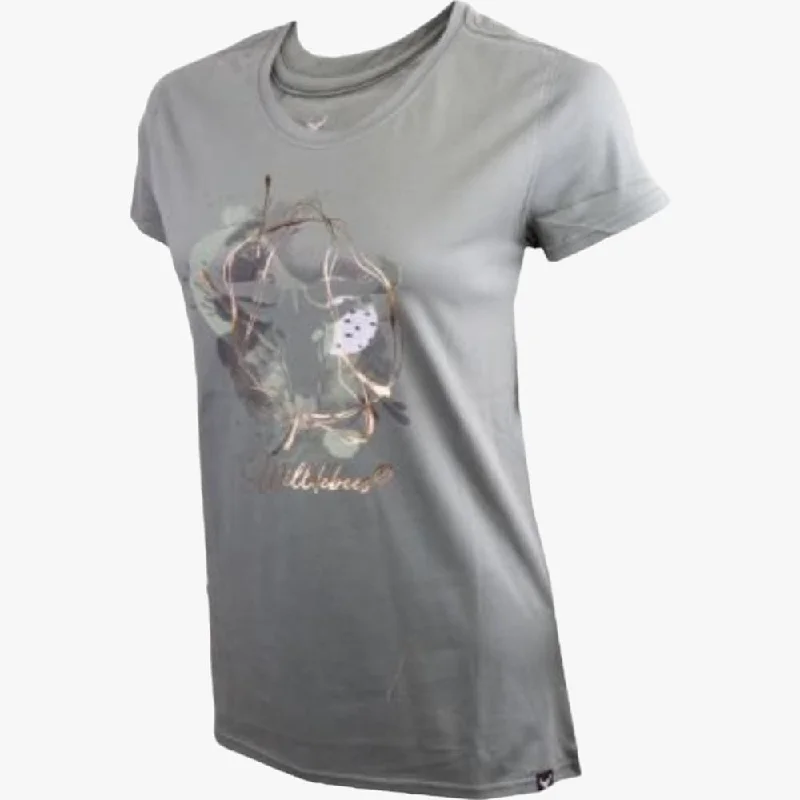 Flash Deals Wildebees Womens Splatter Logo Tee Sage Leaf