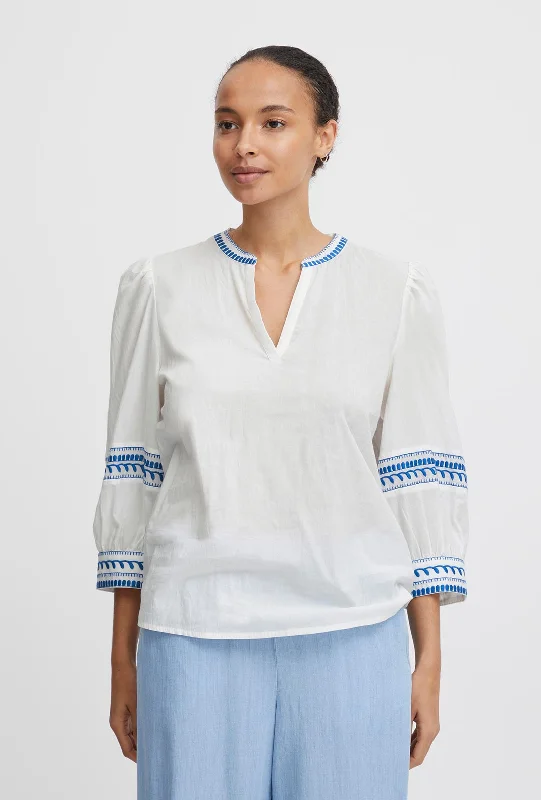 Weekend Bargains to Enjoy B.Young Jiya Embroidered Trim Blouse, Palace Blue Mix