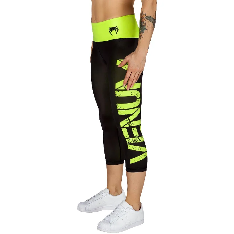 Today Only Venum Power Cropped Leggings - Black/Neo Yellow