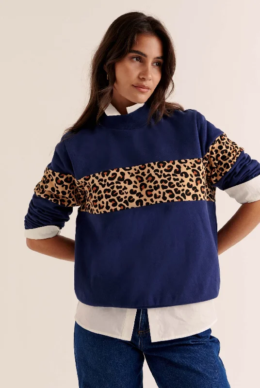 Weekend Offers That Tempt Sweat Anvers marine et léopard