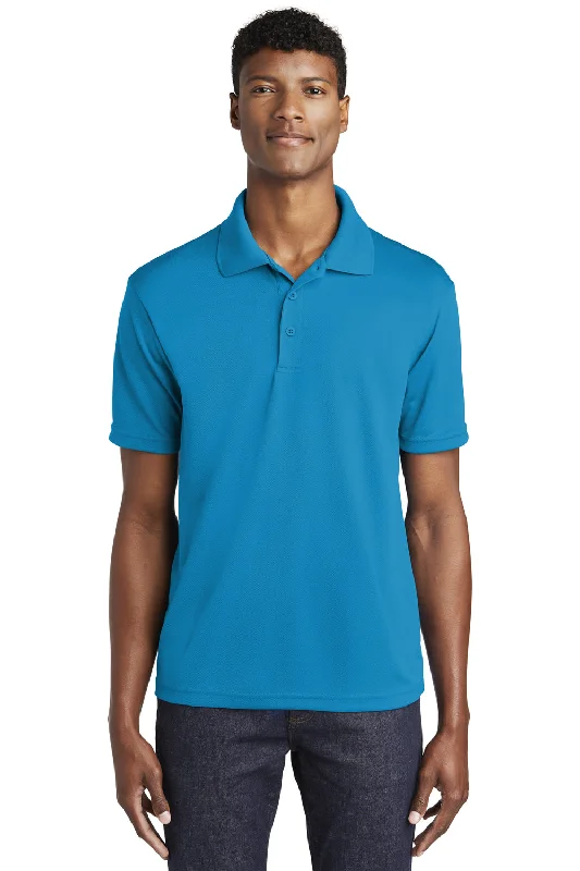 Sport-Tek Mens RacerMesh Moisture Wicking Short Sleeve Polo Shirt - Pond Blue