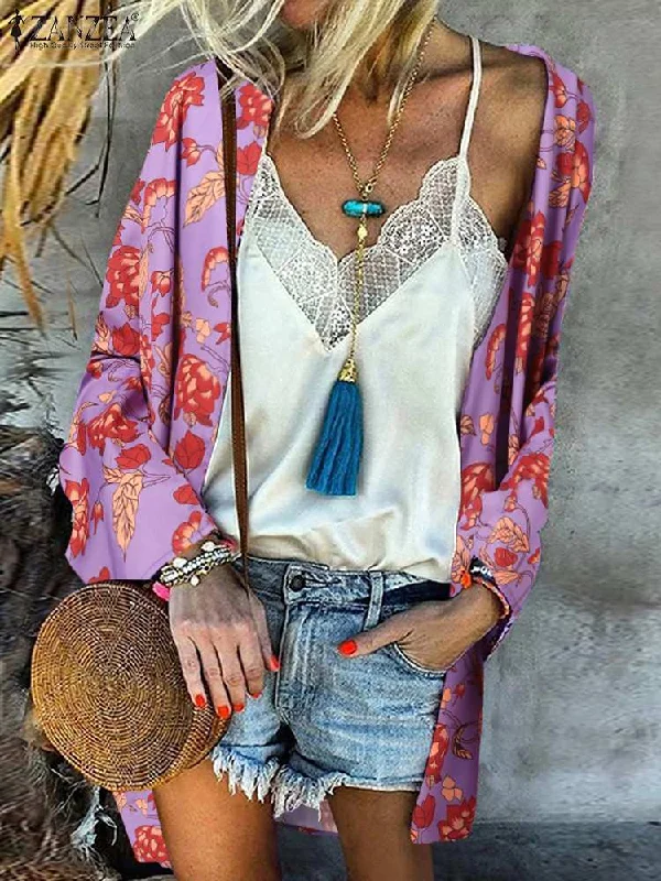 Act Now JuliaFashion - 2024 Women Floral printed Cardigan Bohemian Elegant Beach Blouse