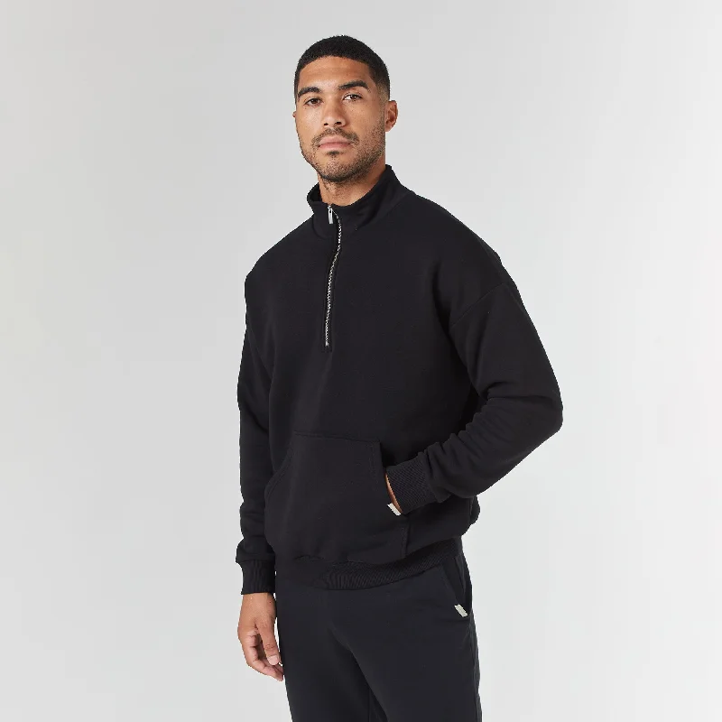 Relaxed Fit 1/4 Zip Fleece | Black