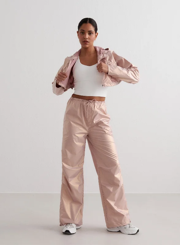 Weekend-Only Price Drops Rose Metallic Plain Parachute Pants