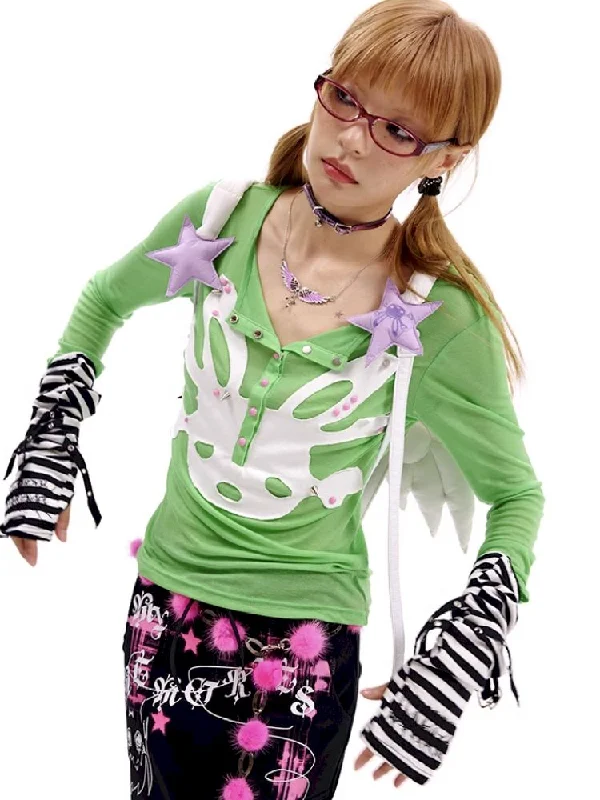 Weekend Bargains to Cherish BUNNY SKULL LONG SLEEVE BOTTOM SHIRT [S0000010510]