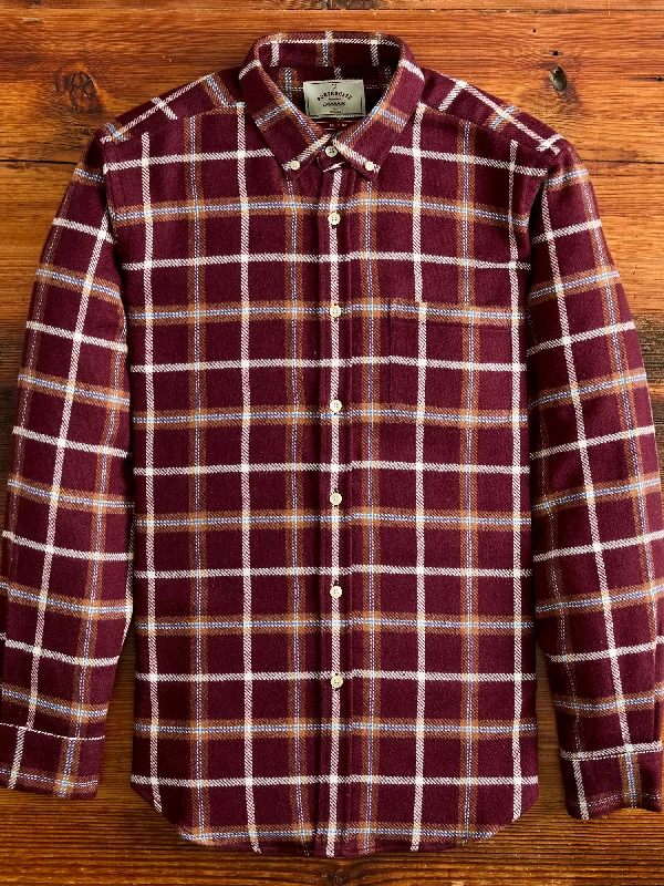 Pottery Check Button-Up Shirt in Burgundy