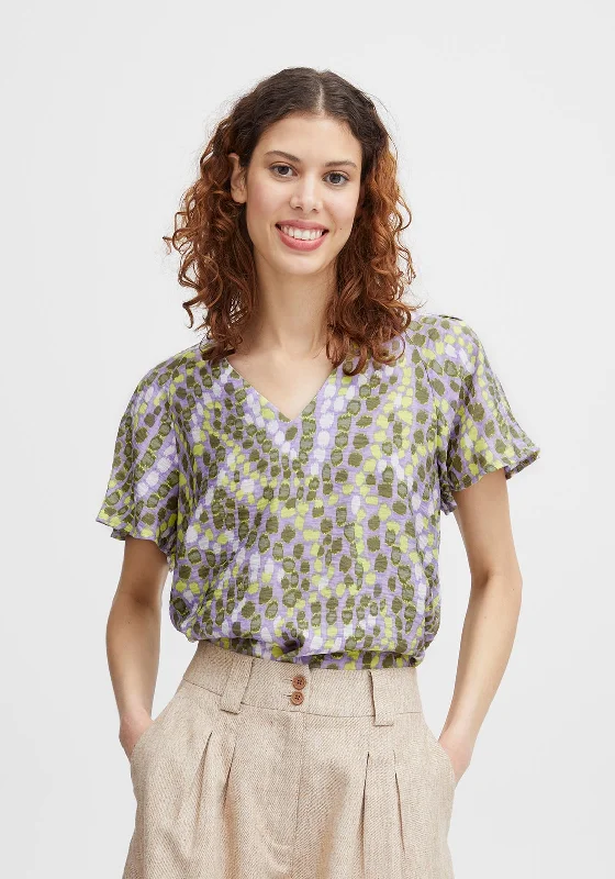 Daily Deals B.Young Bano V-Neck Print Blouse, Orchid Bloom