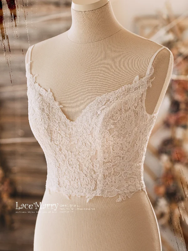 Instant Savings Lace Bridal Top with V Neckline and Low Back
