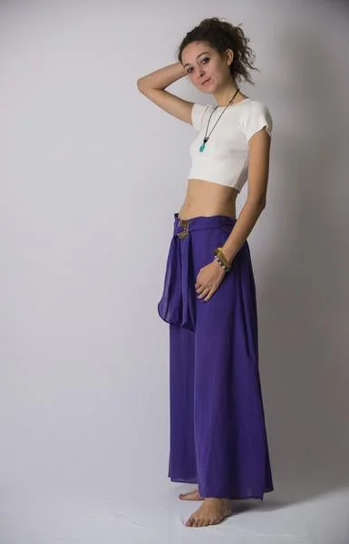Great Bargains Womens Solid Color Palazzo Pants in Violet