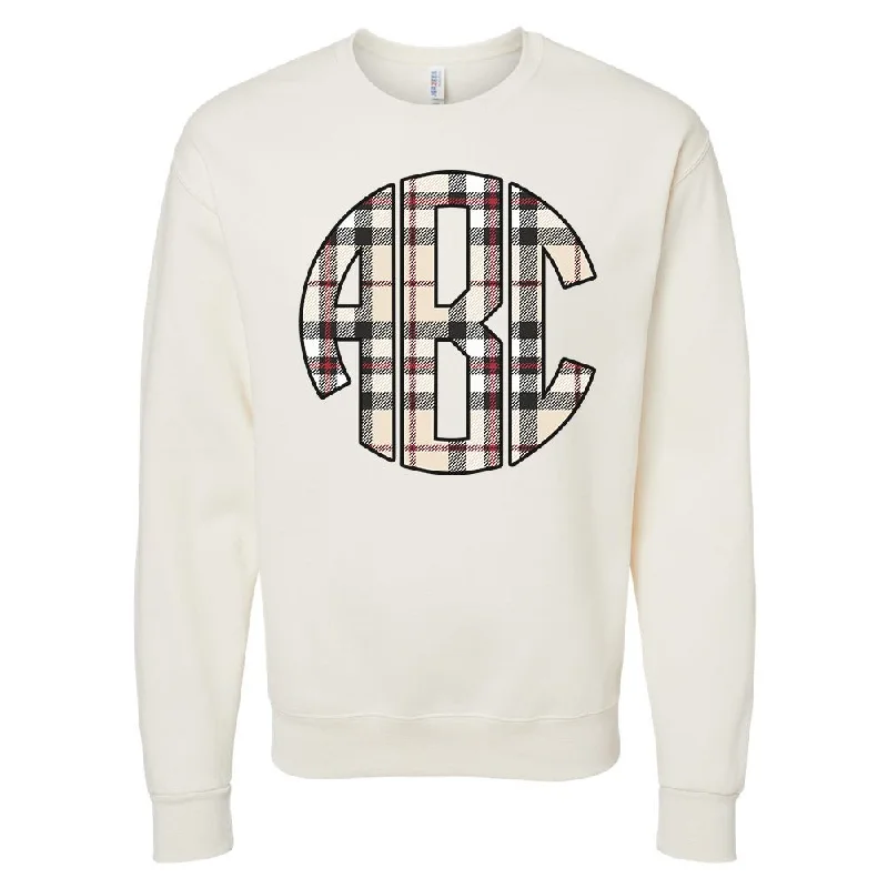 Discount Deals Monogrammed 'Plaid' Big Print Crewneck Sweatshirt
