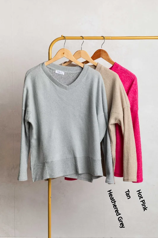 Savings Galore V-Neck Brushed Soft Knit Top