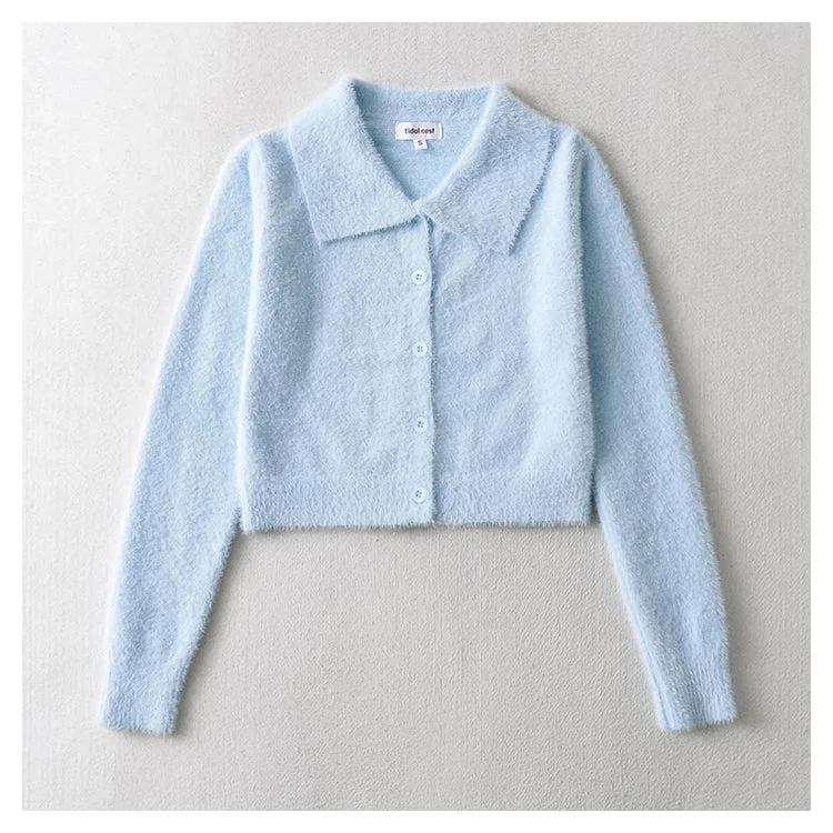 Weekend Offers That Excite Vintage high waist navel top cardigan sweater  7431