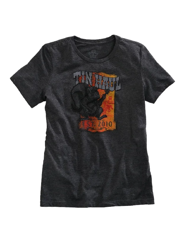 Sale Event Tin Haul Womens Grey Cotton Blend Squirrel Nut S/S Retro T-Shirt