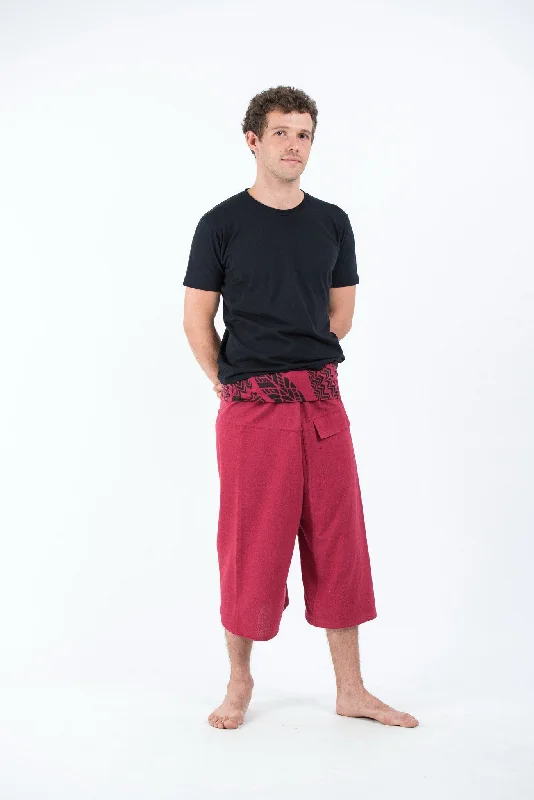 Take Advantage Unisex Cropped Thai Fisherman Pants in Maroon