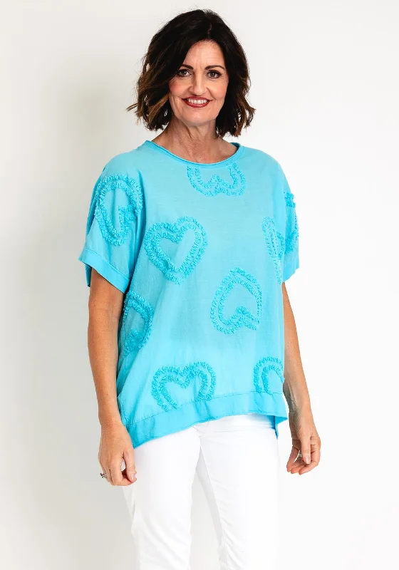 The Best Prices Serafina Collection One Size Heart Embroidered Top, Blue