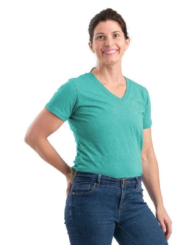 Great Deals Berne Aqua Cotton Blend Ladies Lightweight Performance V-Neck S/S