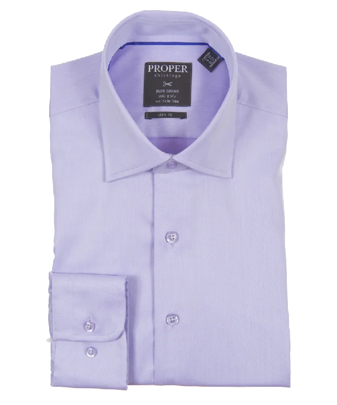 Solid Wisteria Purple Slim Fit Cotton Shirt