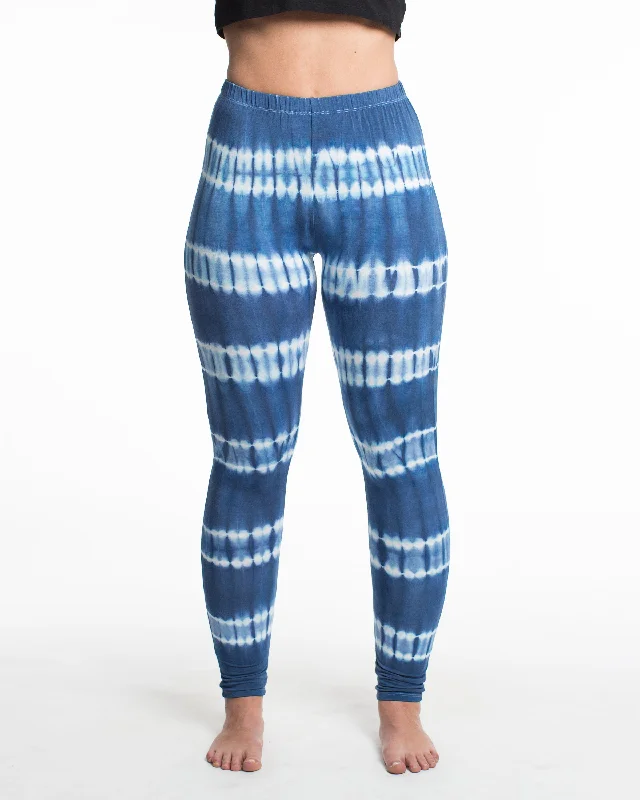 Instant Deal Womens Tie Dye Yoga Leggings in Blue White