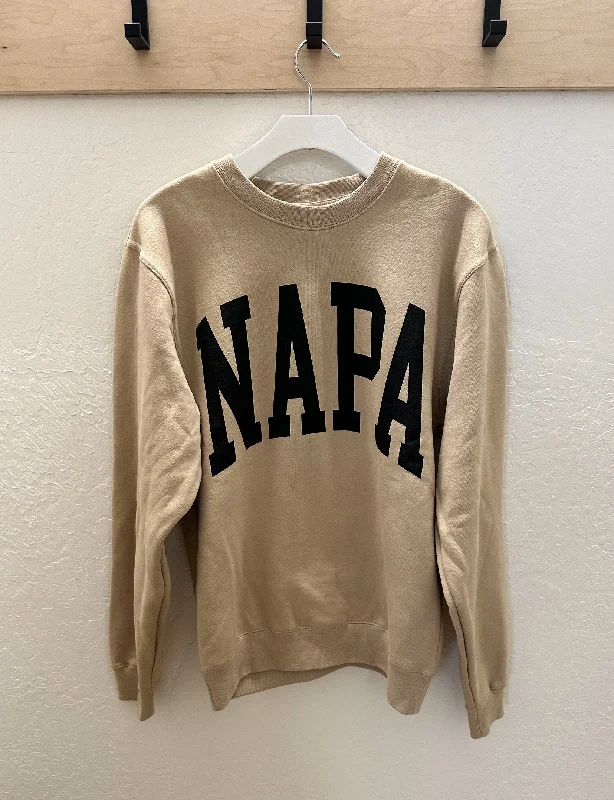 Weekend Specials to Cherish Napa Block Crewneck Sweatshirt, Tan/Black