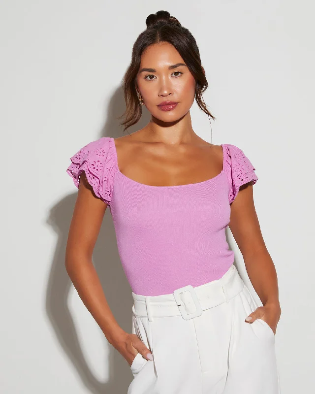 Special Promotion Sadie Eyelet Short Sleeve Top
