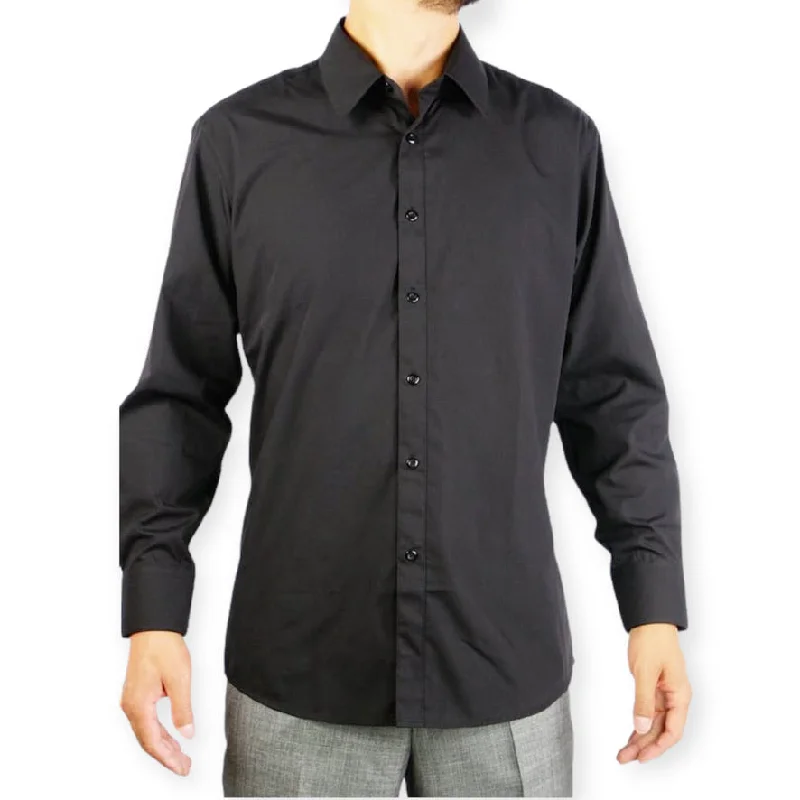 AMANTI: Slim Dress Shirt Black