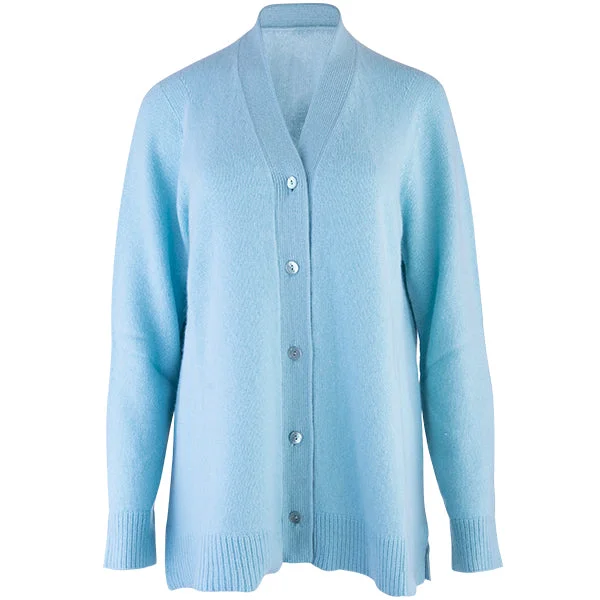 Mega Discount Easy Fit V-Neck Cardigan in Aqua Turquoise