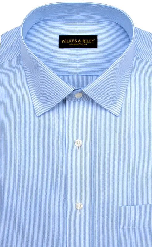 Slim Fit Blue Stripe Spread Collar Supima® Cotton Non-Iron Twill Dress Shirt