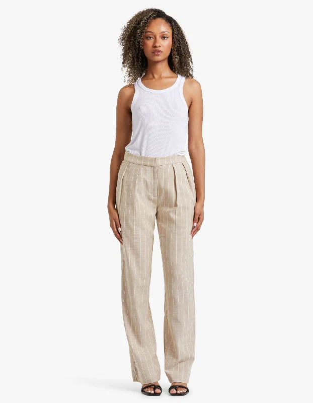 Stock Clearance The Gabriel Trousers - Oat Stripe