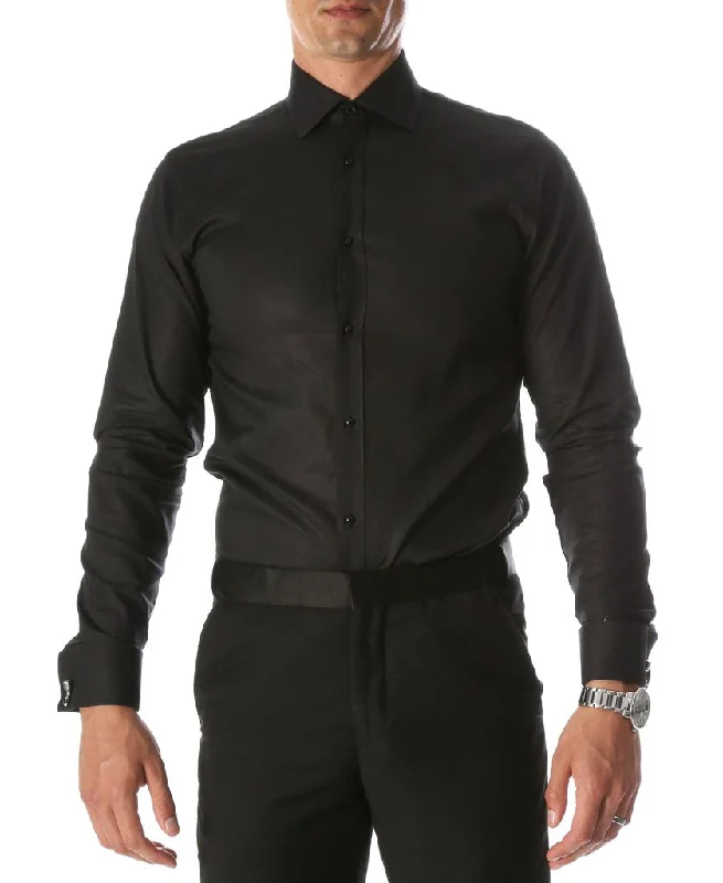 Mens Slim Fit Black Dress Shirt