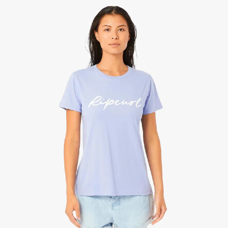 Final Markdown Ripcurl Womens Script Standard Short Sleeve Tee Placid Blue