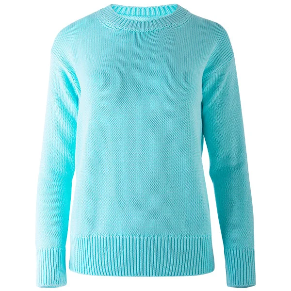 Don’t Miss Out Oversized Round Neck Pullover in Light Turquoise