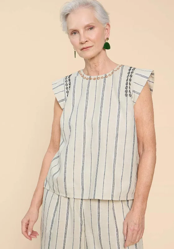 Holiday Sale White Stuff Carla Stripe Linen Blend Top, Natural