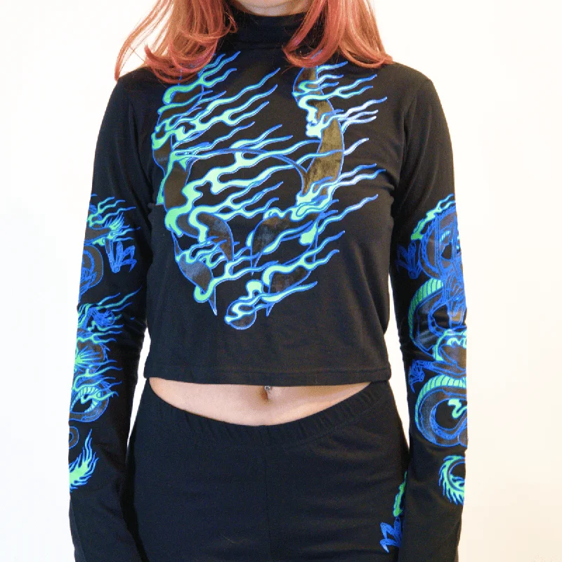 Massive Deals DRAGONITE HIGH NECK LONG SLEEVE TOP BLACK