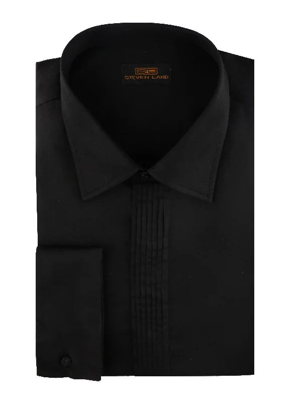 Sharp Pleat Tuxedo Dress Shirt | Black