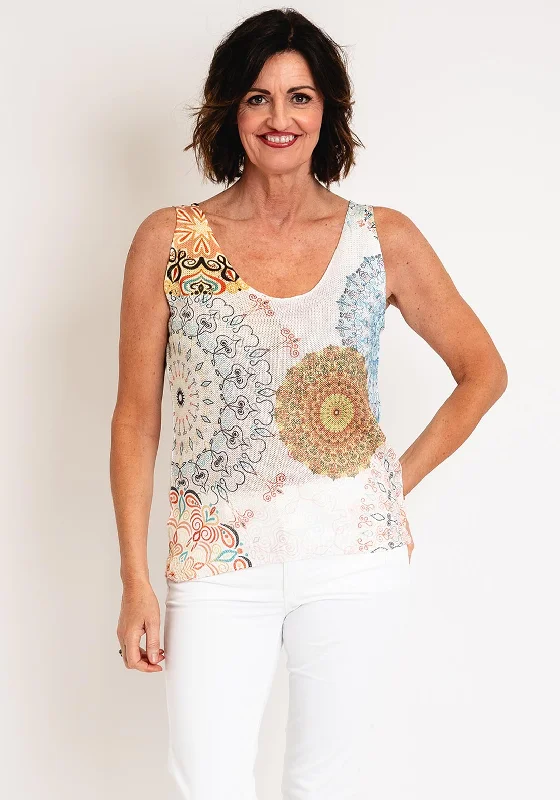 Epic Deals Serafina Collection One Size Mandala V Neck Top, Multi-Coloured