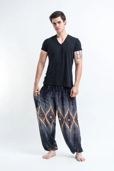 Special Discount Unisex Diamond Peacock Harem Pants in Black
