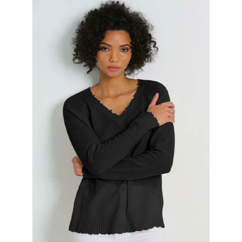 Shop and Save Cotton/Cashmere Distressed Long Sleeve