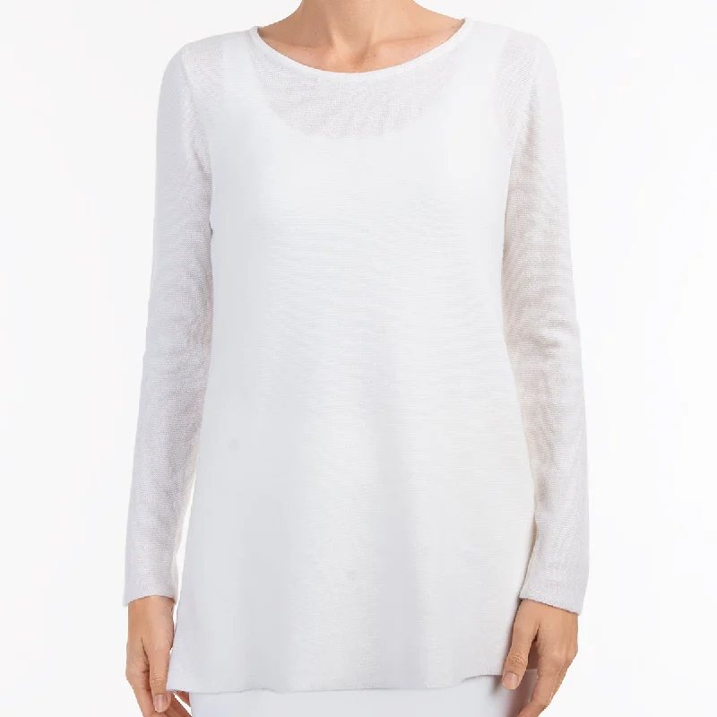Huge Discounts Round Neck Pullover in Winter White