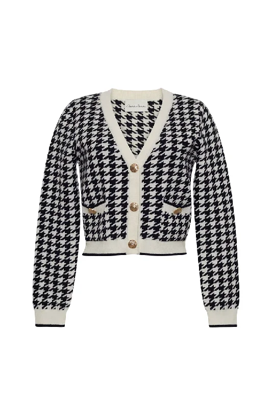 Can't Resist Mirna Cardigan in Houndstooth Black