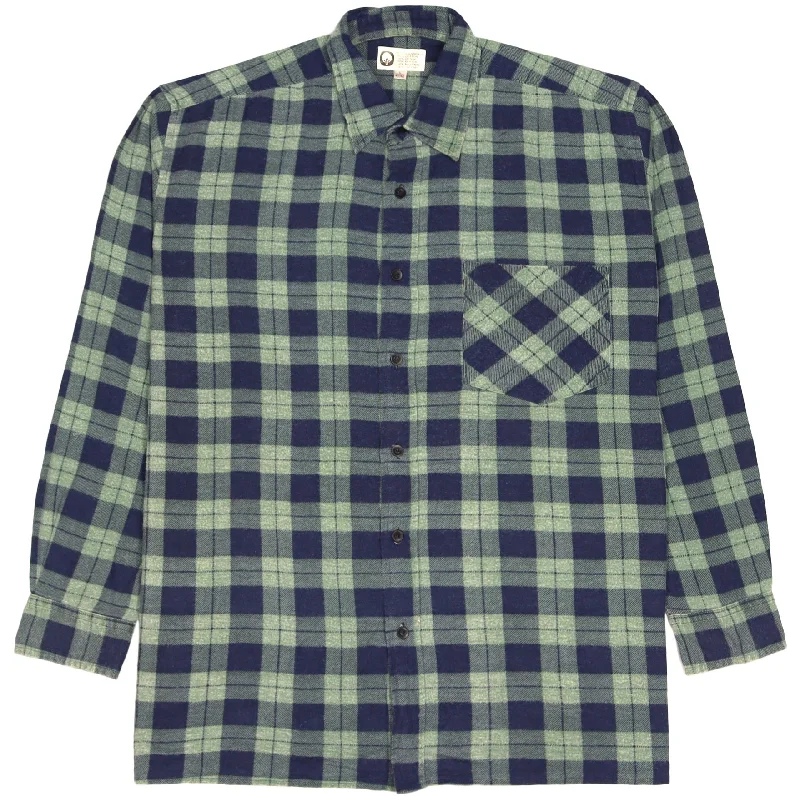 Vintage Checked Flannel Shirt Green Blue