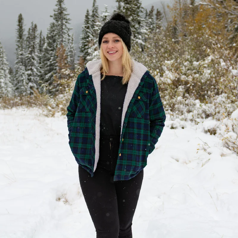 Big Discounts Flannel Sherpa Hooded Jacket in Blackwatch Tartan