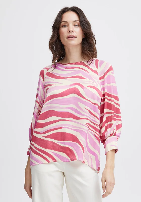 The Best Prices Fransa Zena Animal Print Blouse, Pink Frosting