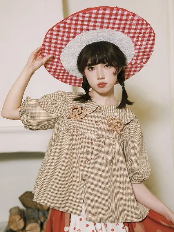 Great Bargains Plaid Doll Long Sleeve/Short Sleeve Collar Shirt [S0000010467]