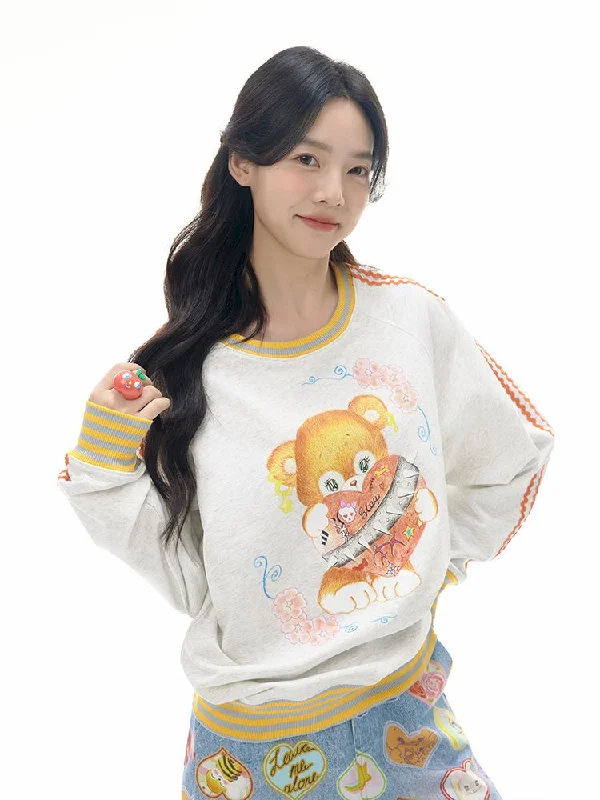 Weekend Offers You Can't Ignore Bear Illustration Sports Sweatshirt [S0000010518]