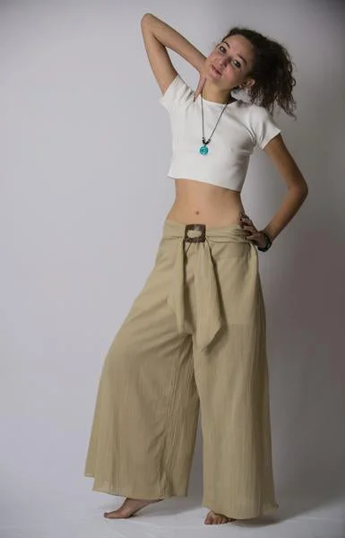 Fantastic Deals Womens Solid Color Palazzo Pants in Tan